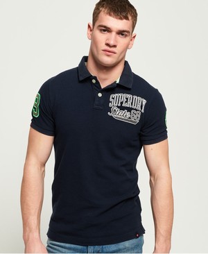 Superdry Classic Superstate Pique Férfi Póló Fekete | ZXAYJ6410